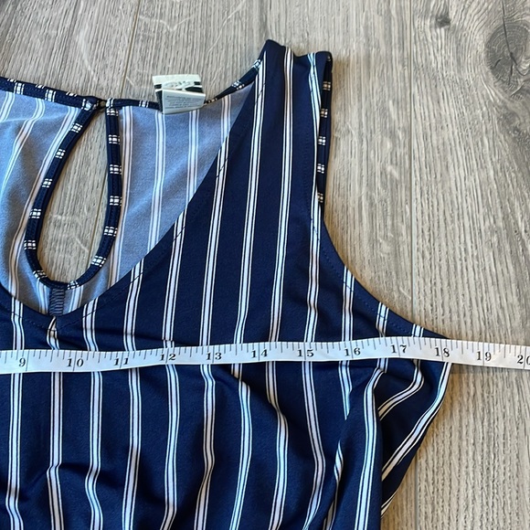 Blue & White Striped dress or coverup with Front Grommets and sash waist . - Picture 7 of 10